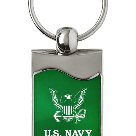 Military U.S. Navy Insignia Rectangular Wave Key Fob - Green