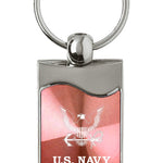 Military U.S. Navy Insignia Rectangular Wave Key Fob - Pink