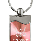 Military U.S. Navy Insignia Rectangular Wave Key Fob - Pink