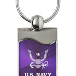 Military U.S. Navy Insignia Rectangular Wave Key Fob - Purple