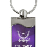 Military U.S. Navy Insignia Rectangular Wave Key Fob - Purple