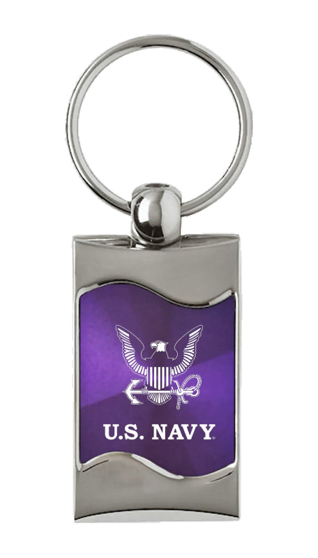 Military U.S. Navy Insignia Rectangular Wave Key Fob - Purple