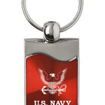 Military U.S. Navy Insignia Rectangular Wave Key Fob - Red