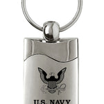 Military U.S. Navy Insignia Rectangular Wave Key Fob - Silver