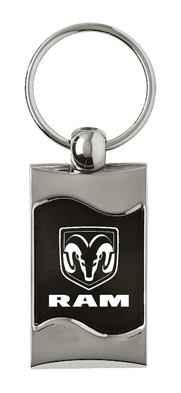 Ram Rectangular Wave Key Fob - Black