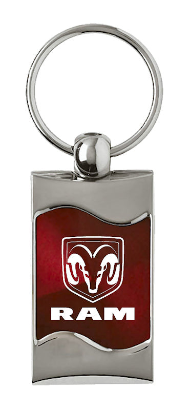 Ram Rectangular Wave Key Fob - Burgundy