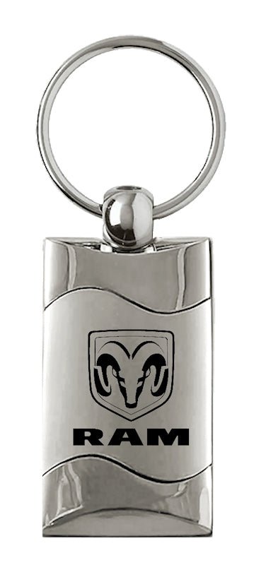 Ram Rectangular Wave Key Fob - Silver