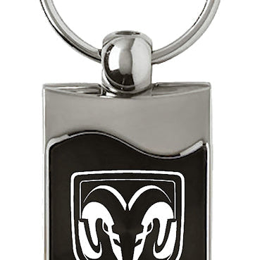 Ram Head Rectangular Wave Key Fob - Black