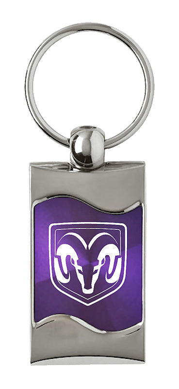 Ram Head Rectangular Wave Key Fob - Purple