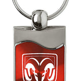 Ram Head Rectangular Wave Key Fob - Red