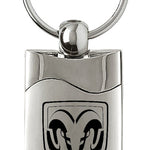 Ram Head Rectangular Wave Key Fob - Silver