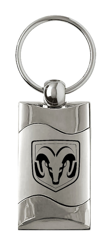 Ram Head Rectangular Wave Key Fob - Silver