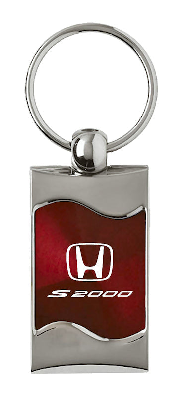 Honda S2000 Rectangular Wave Key Fob - Burgundy