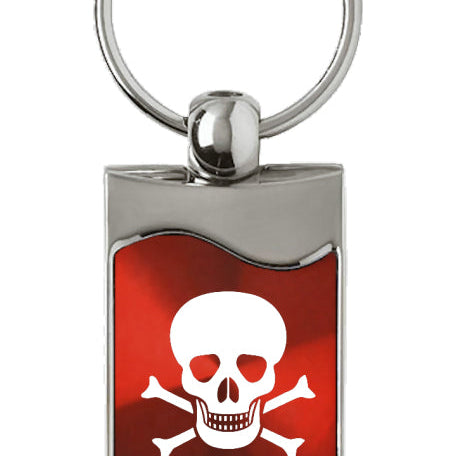 Novelty Skull Rectangular Wave Key Fob - Red