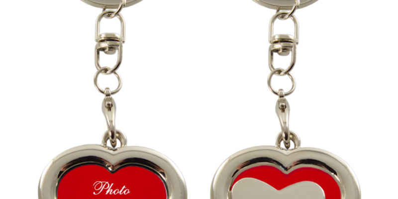 Blank Heart Shaped Photo Key Fob - Red