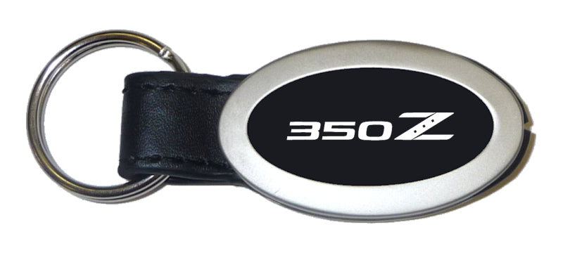 Nissan 350Z Oval Leather Key Fob - Black