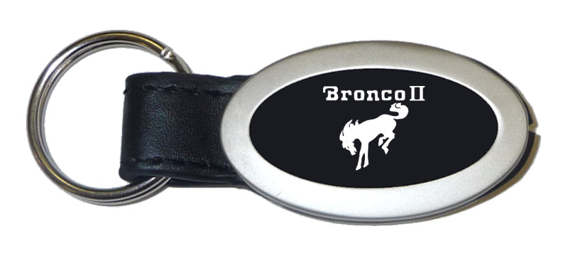 Ford Bronco II Oval Leather Key Fob - Black