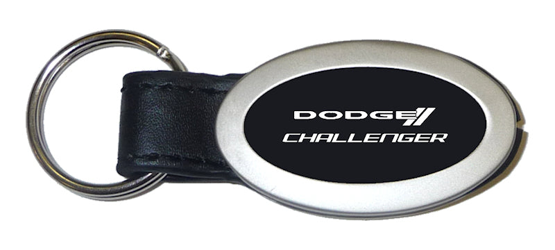 Dodge Challenger Oval Leather Key Fob - Black
