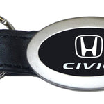 Honda Civic Oval Leather Key Fob - Black