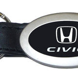 Honda Civic Oval Leather Key Fob - Black