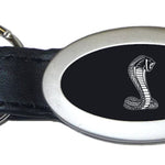 Mustang Cobra Oval Leather Key Fob - Black