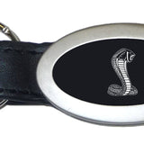 Mustang Cobra Oval Leather Key Fob - Black