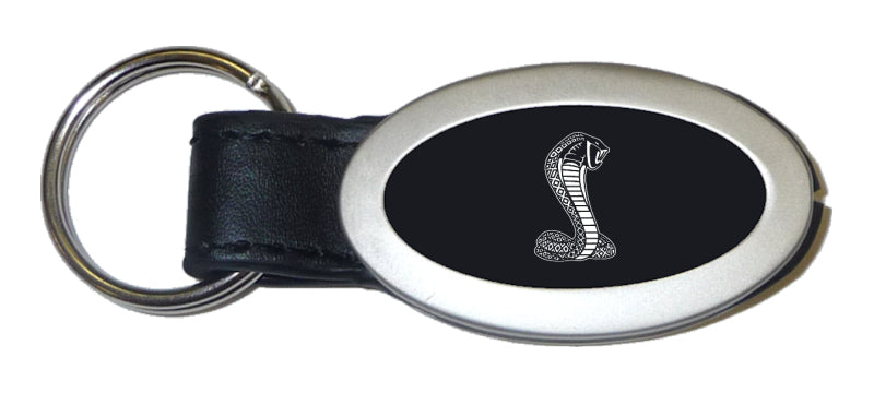 Mustang Cobra Oval Leather Key Fob - Black