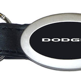 Dodge Stripe Oval Leather Key Fob - Black