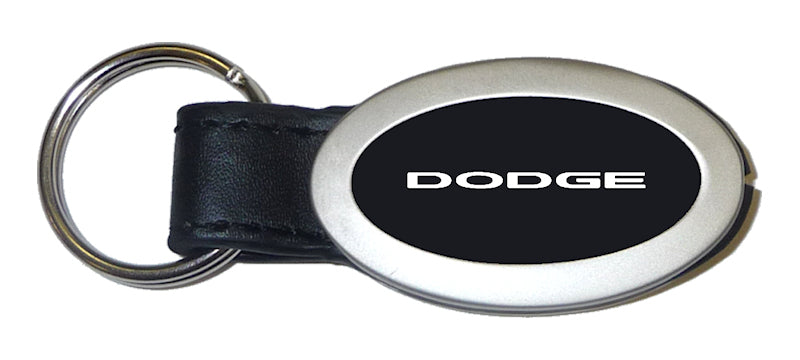 Dodge Oval Leather Key Fob - Black