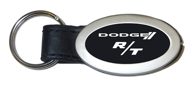 Dodge R/T Oval Leather Key Fob - Black