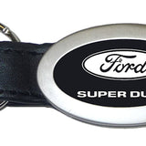 Ford Super Duty Oval Leather Key Fob - Black