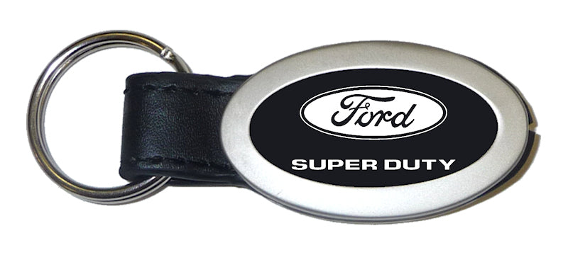 Ford Super Duty Oval Leather Key Fob - Black