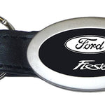 Ford Fiesta Oval Leather Key Fob - Black