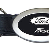 Ford Fiesta Oval Leather Key Fob - Black