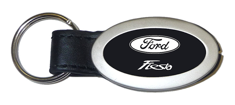 Ford Fiesta Oval Leather Key Fob - Black