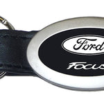 Ford Focus Oval Leather Key Fob - Black