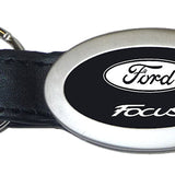 Ford Focus Oval Leather Key Fob - Black