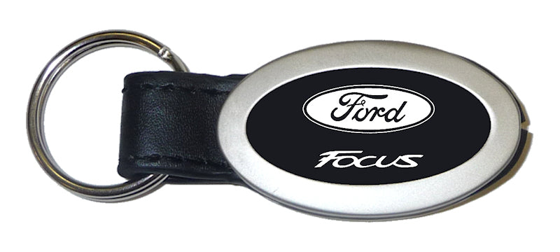 Ford Focus Oval Leather Key Fob - Black