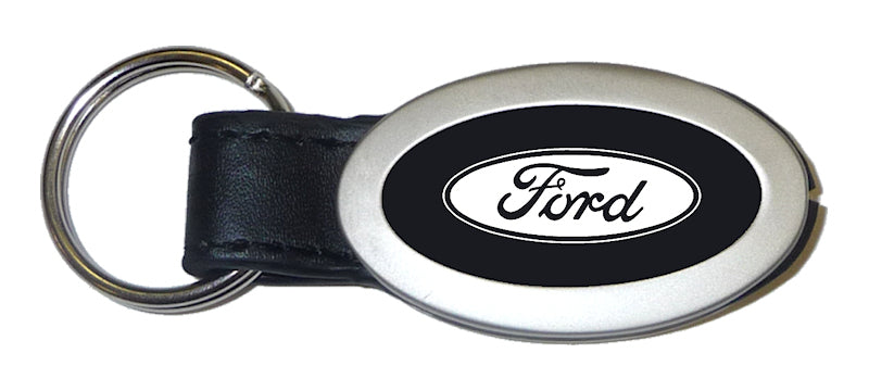 Ford Oval Leather Key Fob - Black