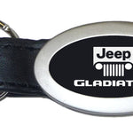 Jeep Gladiator Oval Leather Key Fob - Black