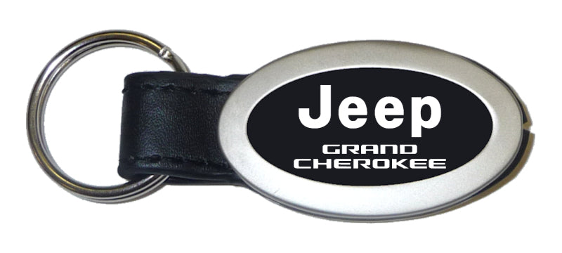 Jeep Grand Cherokee Oval Leather Key Fob - Black