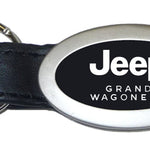 Jeep Grand Wagoneer Oval Leather Key Fob - Black