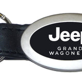 Jeep Grand Wagoneer Oval Leather Key Fob - Black