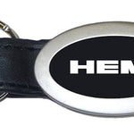 Mopar Hemi Oval Leather Key Fob - Black