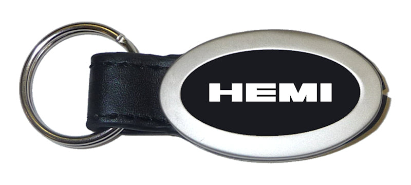 Mopar Hemi Oval Leather Key Fob - Black