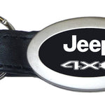 Jeep 4xe Oval Leather Key Fob - Black