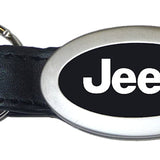 Jeep Oval Leather Key Fob - Black