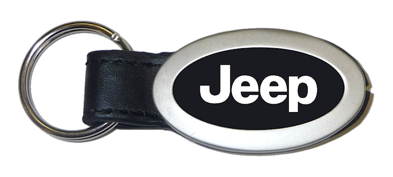 Jeep Oval Leather Key Fob - Black