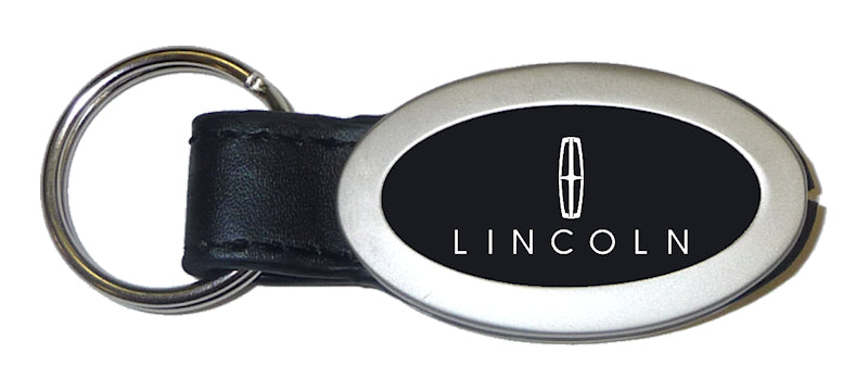 Lincoln Oval Leather Key Fob - Black