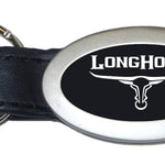 Ram Longhorn Skull Oval Leather Key Fob - Black